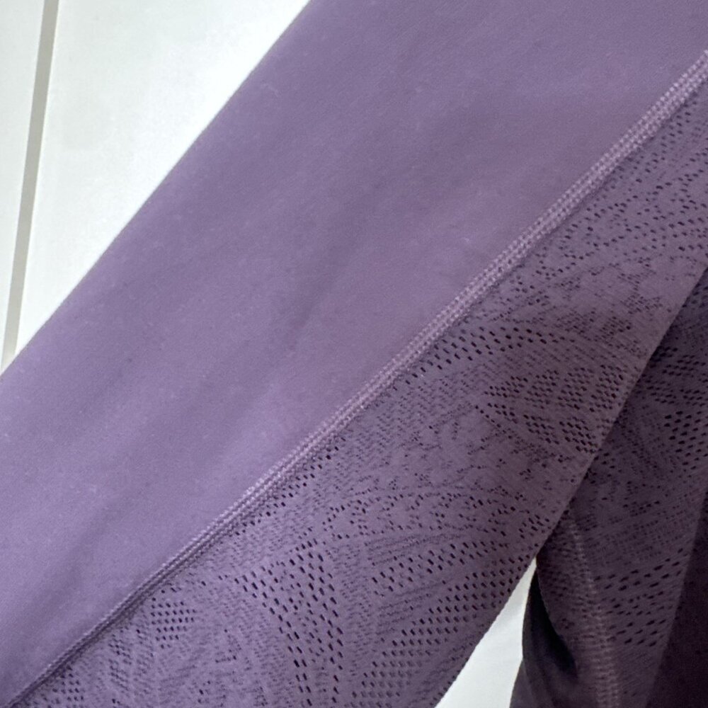 Athleta Shanti Lace Purple Crop Long Sleeve Breathe Wicking Shirt Top Sz 2X - Picture 8 of 13